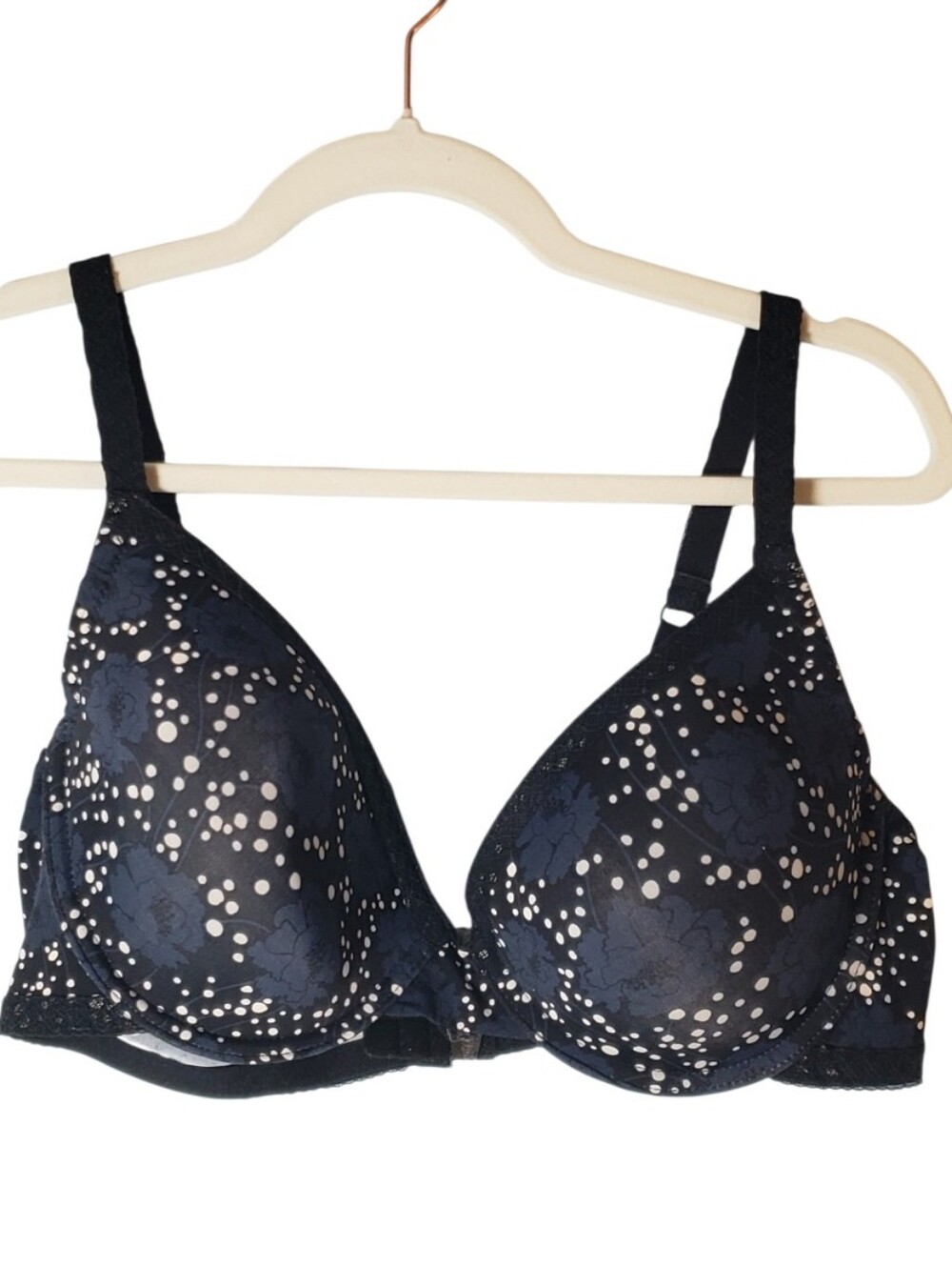 Anne Klein Abstract Polkadot Print Underwire Bra Full Coverage Convertable 38D
